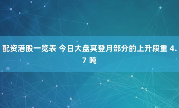 配资港股一览表 今日大盘其登月部分的上升段重 4.7 吨