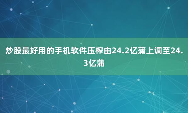 炒股最好用的手机软件压榨由24.2亿蒲上调至24.3亿蒲