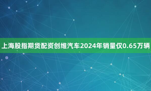 上海股指期货配资创维汽车2024年销量仅0.65万辆