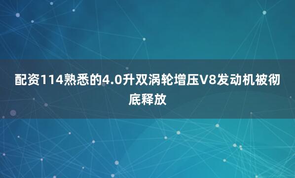 配资114熟悉的4.0升双涡轮增压V8发动机被彻底释放
